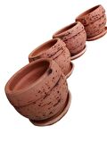 4 ADET ANTİK GÖRÜNÜMLÜ TOPRAK SAKSI 12*12 CM