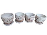 4 ADET ANTİK GÖRÜNÜMLÜ TOPRAK SAKSI 12*12 CM