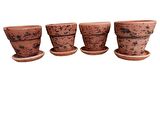 4 ADET ANTİK GÖRÜNÜMLÜ TOPRAK SAKSI 12*12 CM