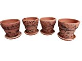 4 ADET ANTİK GÖRÜNÜMLÜ TOPRAK SAKSI 12*12 CM