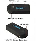 QASUL  Kablosuz Samsung Lg Iphone Bluetooth Aux Araç Kiti Siyah BTAUXB01