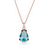 925 Ayar Gümüş Mavi Topaz Damla Kadın Kolye