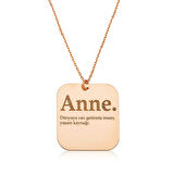 925 Ayar ​Gümüş Rose Anne Yazılı Plaka Kolye