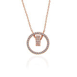 925 Ayar Gümüş Rose İç İçe Geçmiş Halka Kadın Kolye