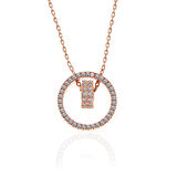 925 Ayar Gümüş Rose İç İçe Geçmiş Halka Kadın Kolye