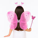 Kelebek Kız Seti – 50 cm Kelebek Kanadı, Taç ve Asa