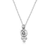 925 Ayar Gümüş Çiğ Damlası Yuvarlak Tektaş Kadın Gümüş Kolye