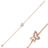 ​925 Ayar Gümüş Rose Kelebek Kadın Bileklik