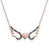 925 Ayar Gümüş Kanatlı Kalp Kadın Gümüş Kolye