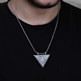 925 Ayar Gümüş Üçgen İçi Açılabilen Osmanlı Arma Muskalık Gümüş Kolye