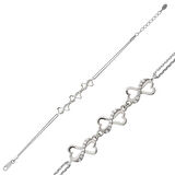 925 Ayar Gümüş Kalpli Sonsuzluk Bileklik