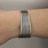 925 Ayar Gümüş Eskitme Desenli Bilezik