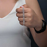 925 Ayar Gümüş Zirkon Taşlı Çift Sıra Kadın Bileklik