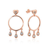 Gümüş Kalp Detaylı Halka Küpe