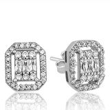 Gümüş Beyaz Baget Taşlı Çivili Kadın Küpe