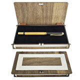 Deri Ahşap Kutulu Kalem Dekoratif Hediyelik