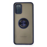 Samsung Uyumlu Galaxy A02s Kılıf Montreal Yüzüklü Silikon Kapak - Lacivert