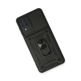 Samsung Uyumlu Galaxy A22 Kılıf Pars Lens Yüzüklü Silikon - Siyah