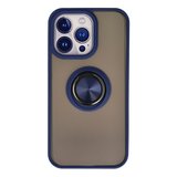 Apple Uyumlu İphone 15 Pro Max Kılıf Montreal Yüzüklü Silikon Kapak - Lacivert