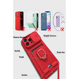 Apple Uyumlu İphone 15 Pro Max Kılıf Zuma Kartvizitli Yüzüklü Silikon - Lacivert