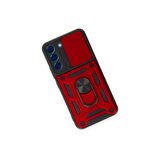 Samsung Uyumlu Galaxy S23 Kılıf Pars Lens Yüzüklü Silikon - Kırmızı