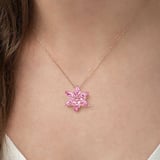925 Ayar Gümüş Rose Pembe Lotus Çiçeği Kolye