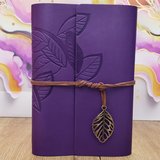 Yaprak Desenli Çizgisiz Deri Defter