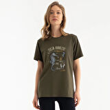 Tarrzz Sea Horse Anatomy  Tasarım Tişört Sanatsal Baskılı Tişört %100 Pamuklu Haki Yeşili Bisiklet Yaka Kısa Kollu Tasarım Tshirt
