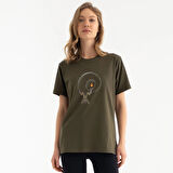 Tarrzz Bilgeliğin Evreni  Tasarım Tişört Sanatsal Baskılı Tişört %100 Pamuklu Haki Yeşili Bisiklet Yaka Kısa Kollu Tasarım Tshirt