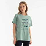 Tarrzz Anatomy Great White Shark  Tasarım Tişört Sanatsal Baskılı Tişört %100 Pamuklu Yeşil Bisiklet Yaka Kısa Kollu Tasarım Tshirt