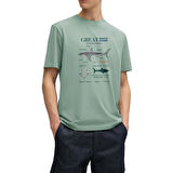 Tarrzz Anatomy Great White Shark  Tasarım Tişört Sanatsal Baskılı Tişört %100 Pamuklu Yeşil Bisiklet Yaka Kısa Kollu Tasarım Tshirt