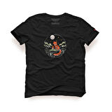 Tarrzz Fox Tasarım Tişört Sanatsal Baskılı Tişört %100 Pamuklu  Siyah Bisiklet Yaka Kısa Kollu Tasarım Tshirt