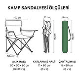 2 Adet Katlanır Kamp Sandalyesi - Piknik Plaj Sandalyesi - (DY.001) - Haki - Taşıma Çantalı