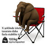2 Adet Katlanır Kamp Sandalyesi - Piknik Plaj Sandalyesi - (DY.001) - Kırmızı - Taşıma Çantalı