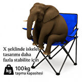 2 Adet Katlanır Kamp Sandalyesi - Piknik Plaj Sandalyesi - (DY.001) - Mavi - Taşıma Çantalı