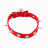 Dokuma Çivili Köpek Boyun Tasması - 4*70 cm - Kırmızı