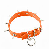Dokuma Çivili Köpek Boyun Tasması - 4*70 cm - Turuncu