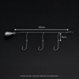 3 İğneli Kurşunlu Beden Takımı - Dip Beden Oltası - Fırdöndülü - 15 gr