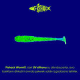 Silikon Kurt Yem - 1,1g 55mm - Fishack Wormix - 1 Adet - UV - Fluo Green - Karides Kokulu