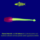 Silikon Kurt Yem - 2,1g 70mm - Fishack Wormix - 1 Adet - Pembe/Beyaz - Karides Kokulu