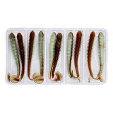 Silikon Kurt Yem - 4,2g 105mm - Turna/Levrek Silikonu - 1 Adet - Yeşil/Kahve - Karides Kokulu