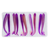 Silikon Kurt Yem - 4,2g 105mm - Turna/Levrek Silikonu - 1 Adet - Mor/Beyaz - Karides Kokulu