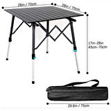 Katlanabilir Alüminyum Kamp Masası - Akordion - Madfox Skylite - Siyah - 546249