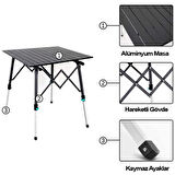 Katlanabilir Alüminyum Kamp Masası - Akordion - Madfox Skylite - Siyah - 546249