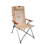 Katlanır Kamp Piknik Sandalyesi - Madfox Haven - 6 Kademeli - Bej - 547282 - Taşıma Çantalı