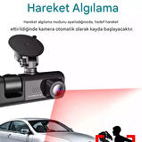 QASUL 3 Kameralı  2 inç Lcd Ekranlı Gece Görüşlü G-sensör Geri Görüş  Güvenlik Kamerası