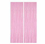 METALİZE DOĞUM GÜNÜ, PARTİ ARKA FON PERDE PEMBE PÜSKÜLLÜ 90x200