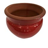 KIRMIZI RENK SIRLI EL YAPIMI KÜÇÜK BOY TOPRAK SAKSI (12*12 CM)