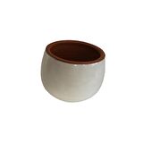 BEYAZ RENK SIRLI EL YAPIMI KÜÇÜK BOY TOPRAK SAKSI (11*11 CM)