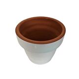 BEYAZ RENK SIRLI EL YAPIMI KÜÇÜK BOY TOPRAK SAKSI (12*12 CM)